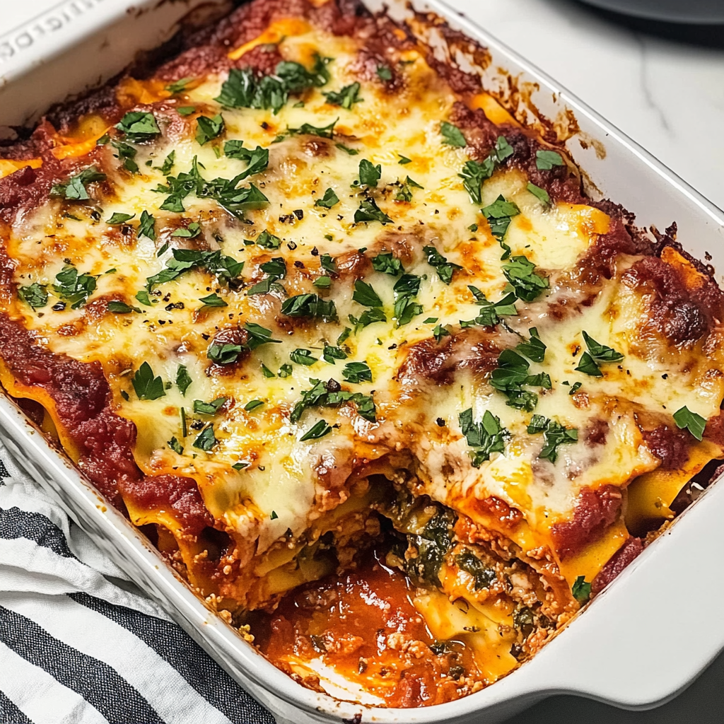 Cheesy Spinach-Zucchini Lasagna