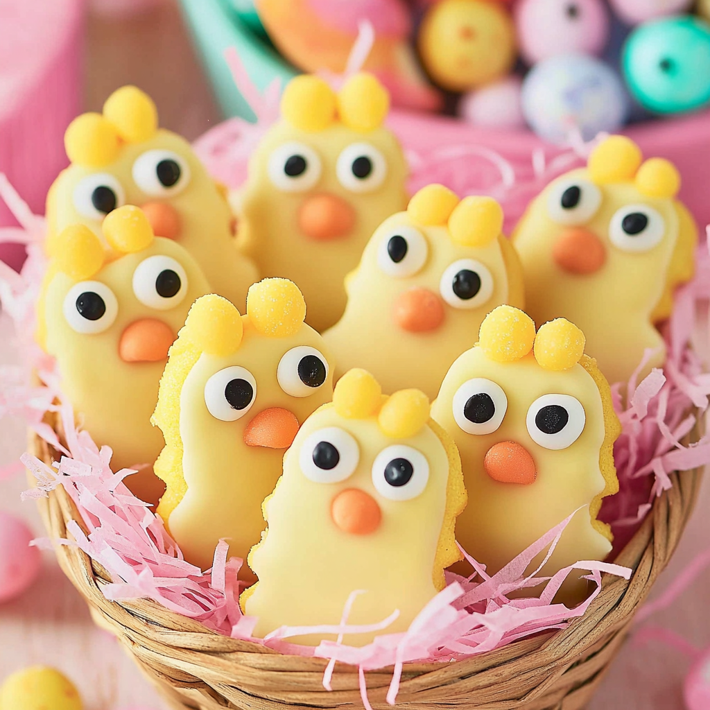 Easter Chick Dipped Wafer Cookies