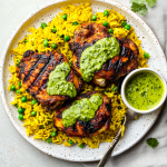 Peruvian Chicken & Rice with Green Sauce