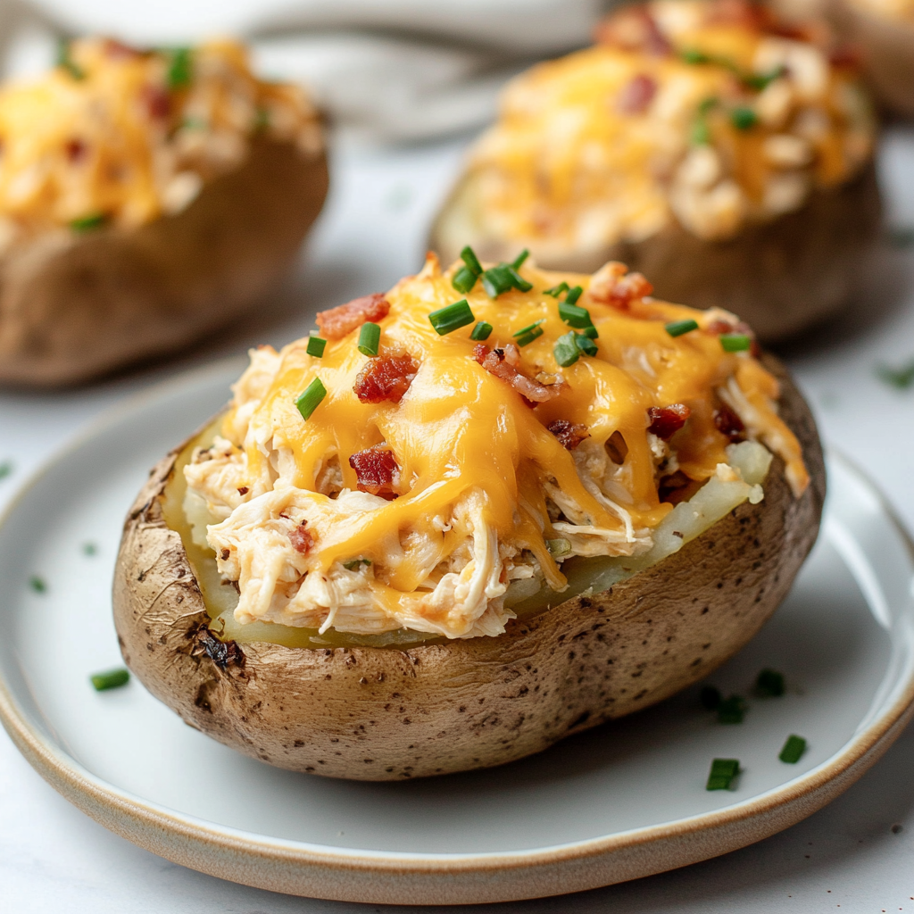 Crack Chicken Stuffed Baked Potatoes