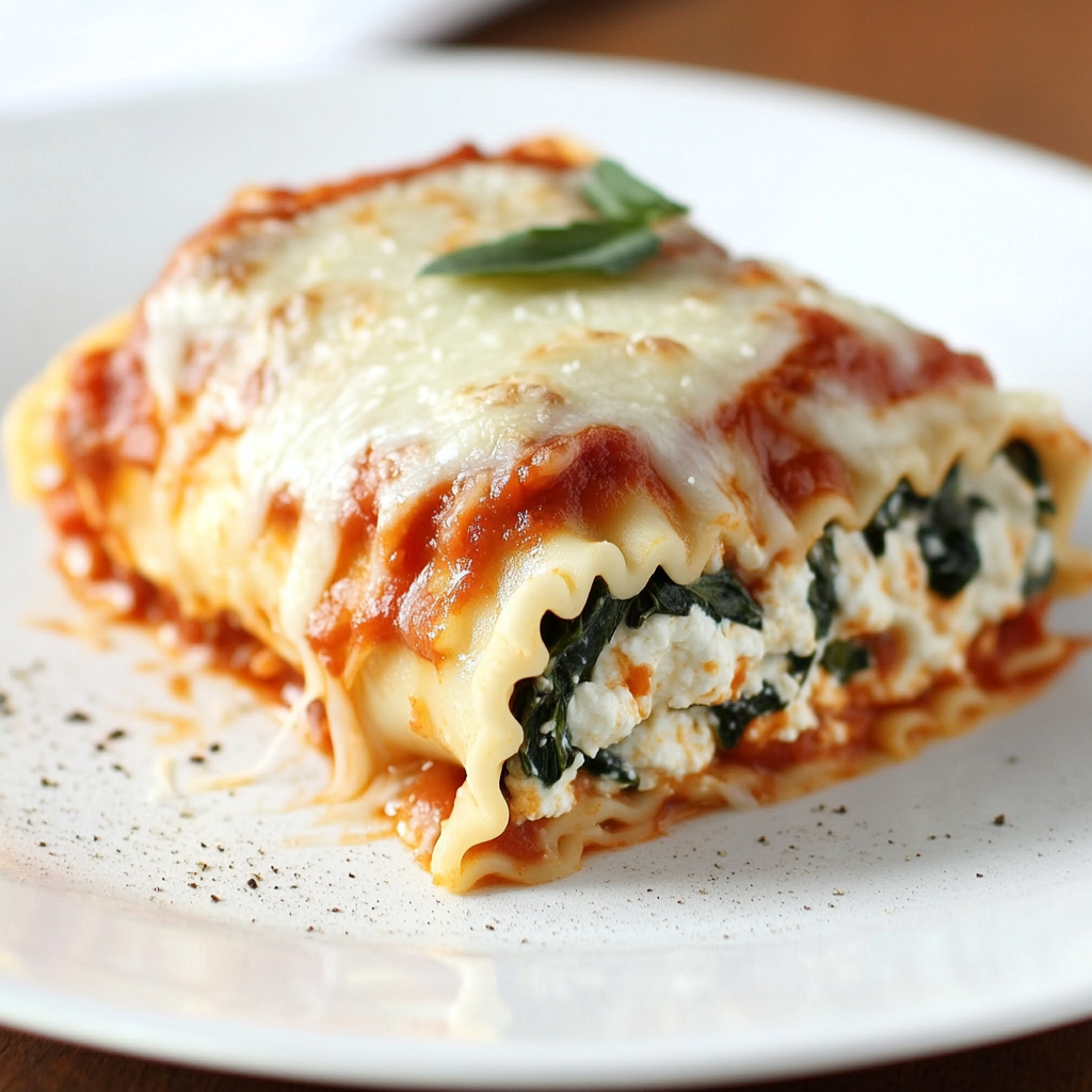 Mushroom and Spinach Lasagna Rolls