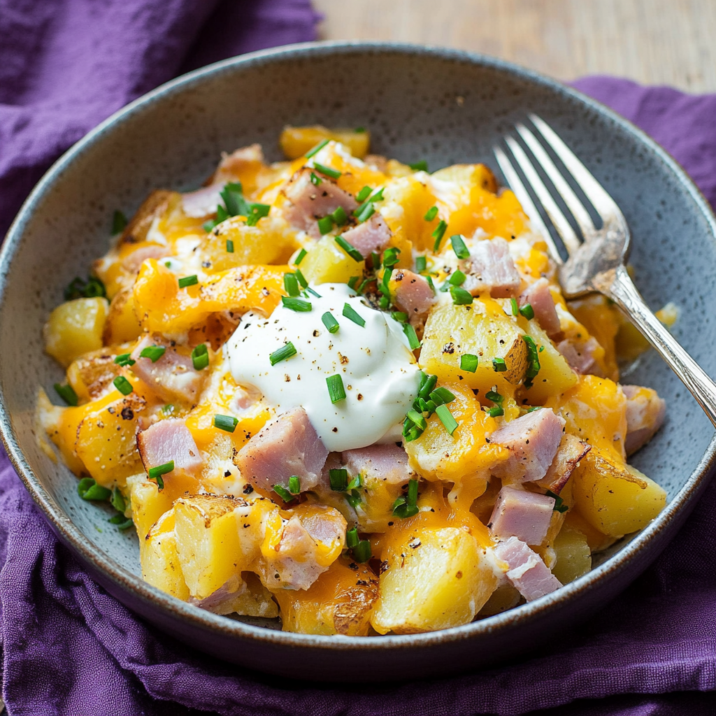 Cheesy Potato Egg Scramble