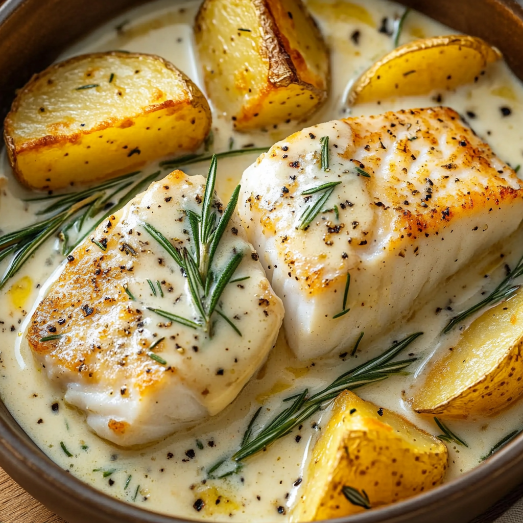 Cod & Potatoes in Rosemary Cream Sauce