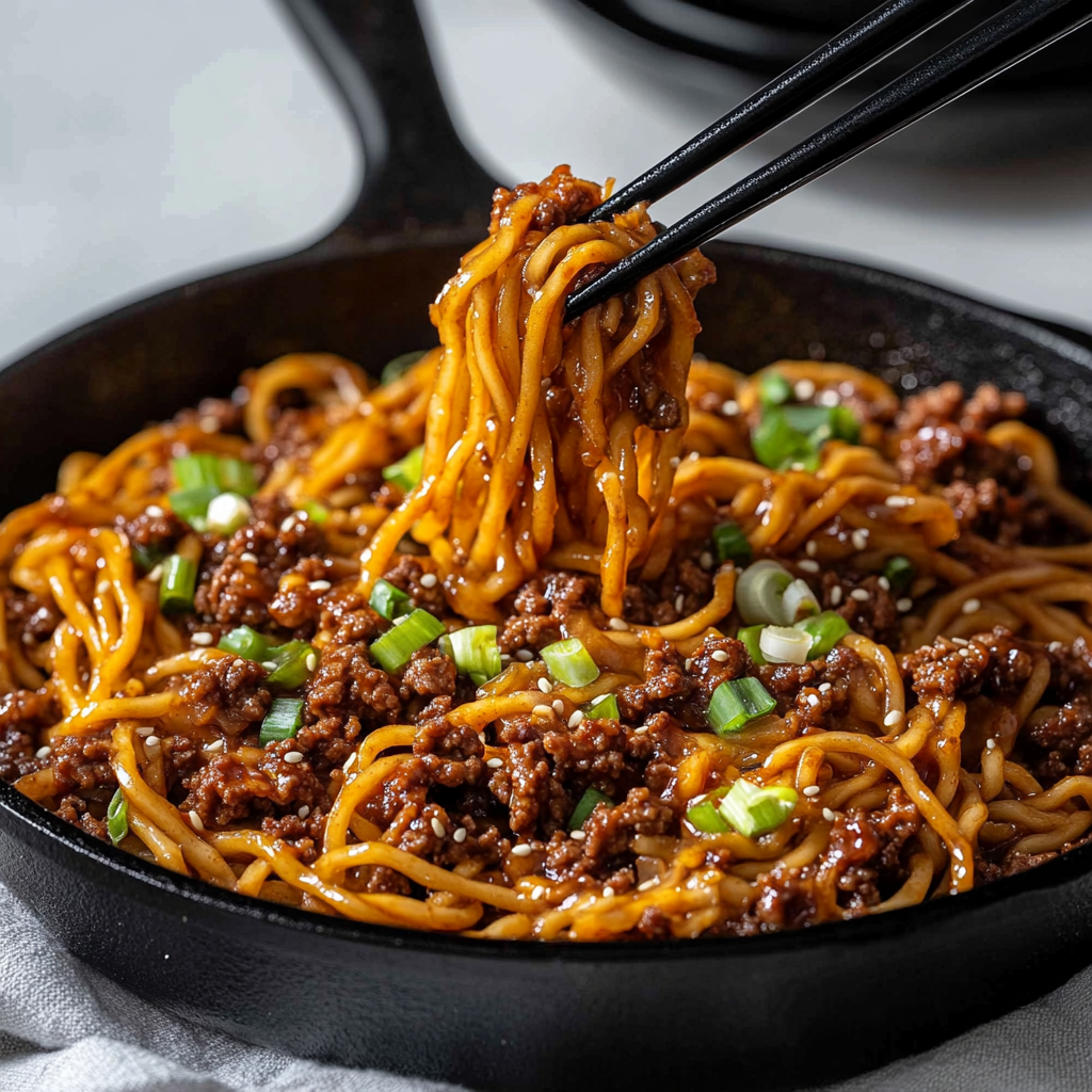 Mongolian Ground Beef Noodles