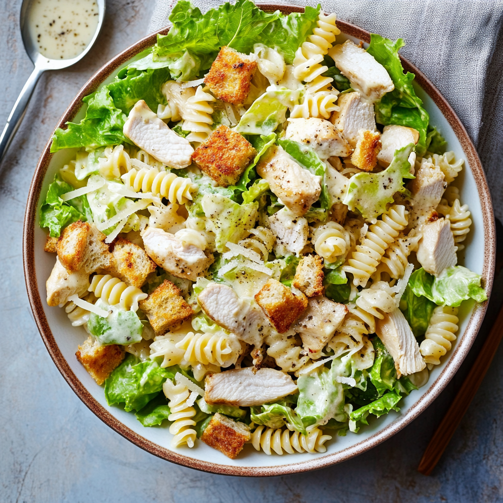 20-Minute Chicken Caesar Pasta Salad
