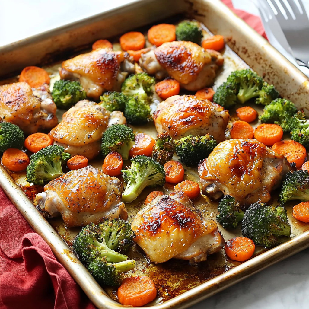 Honey-Garlic Chicken Thighs with Carrots & Broccoli