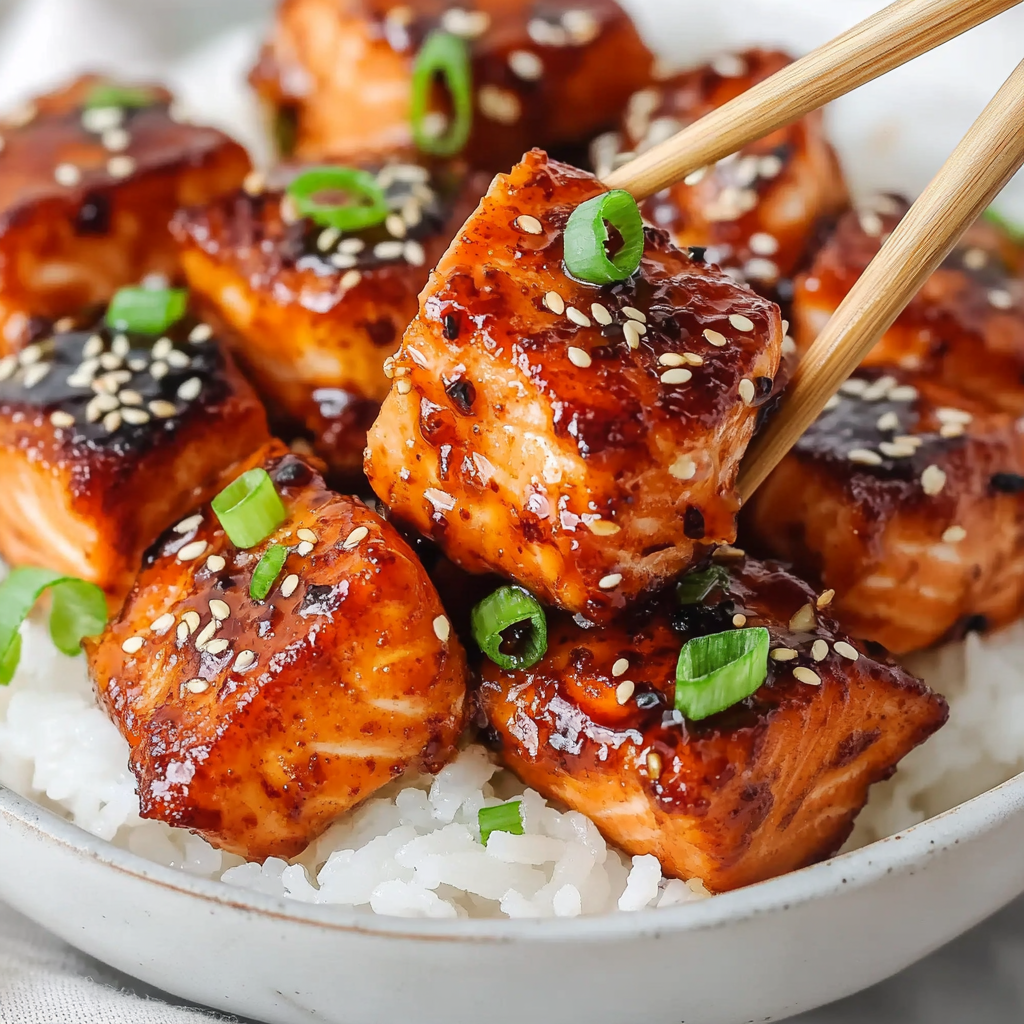 Crispy Honey Garlic Salmon Bites