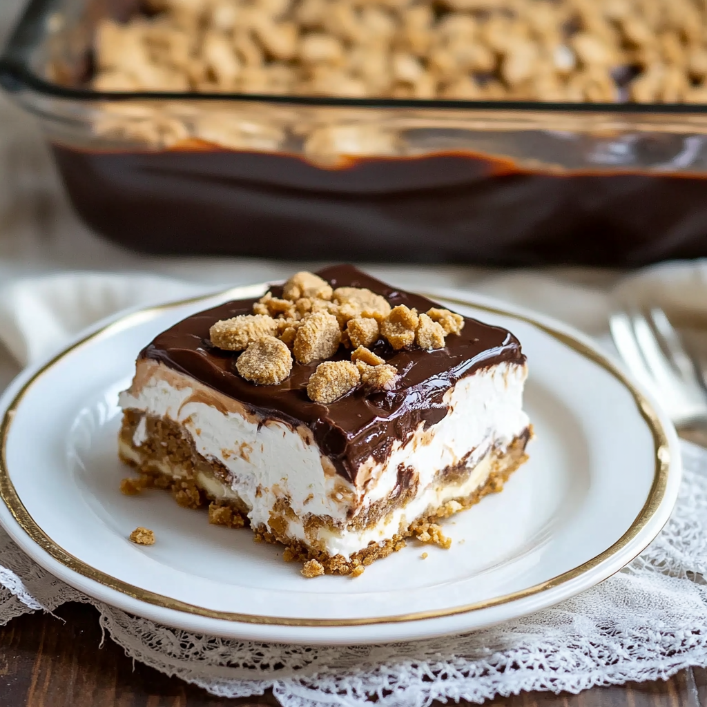 No Bake Peanut Butter Chocolate Lasagna
