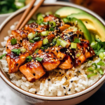 Honey Garlic Salmon Rice Bowl