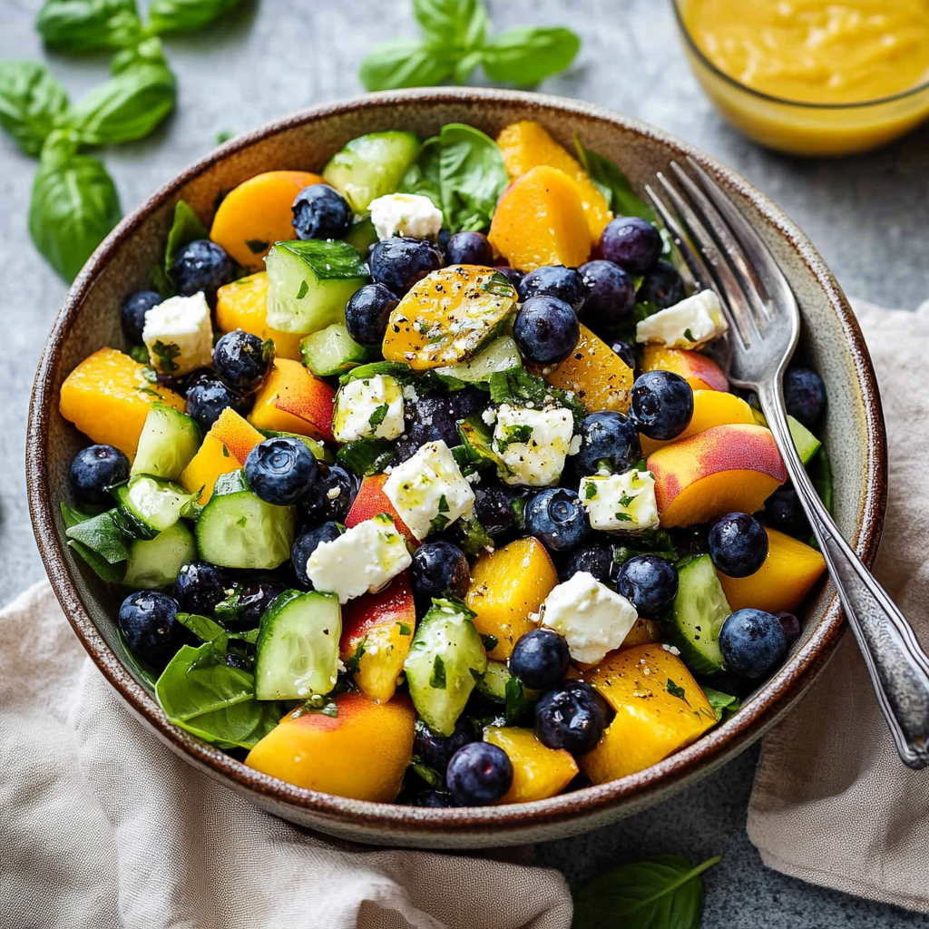 Blueberry Peach Feta Salad