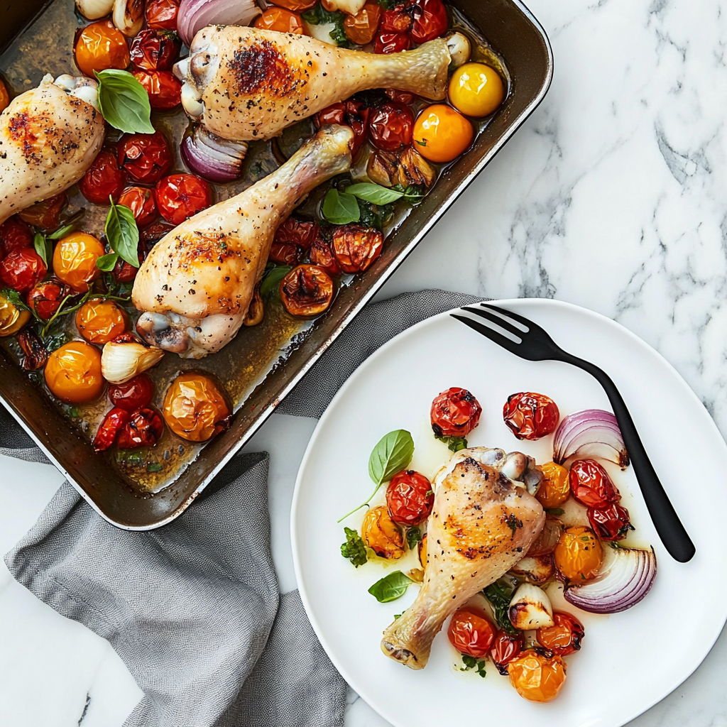 Roasted Drumsticks with Tomatoes