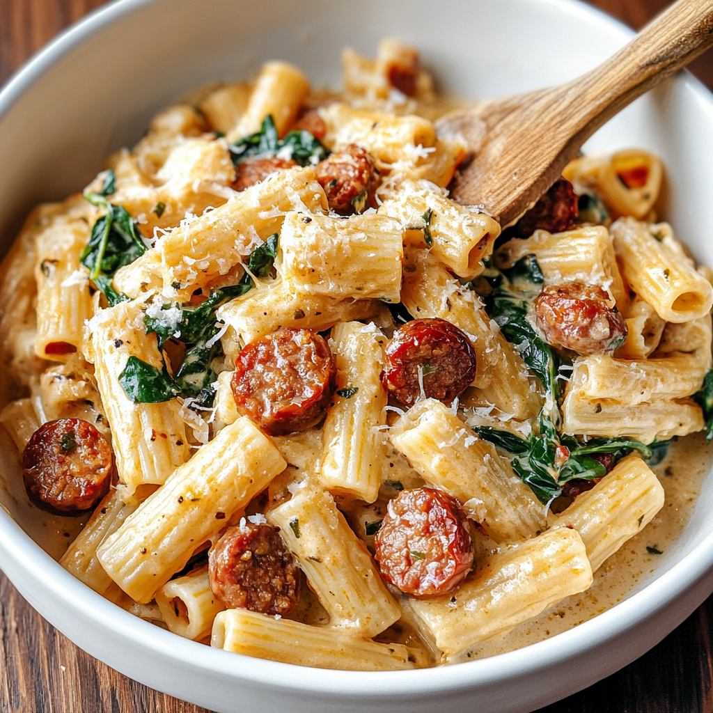 Tuscan Sausage Pasta in Creamy Sauce