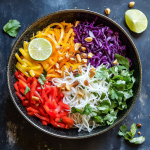 Rainbow Rice Noodle Salad with Coconut-Lime Dressing