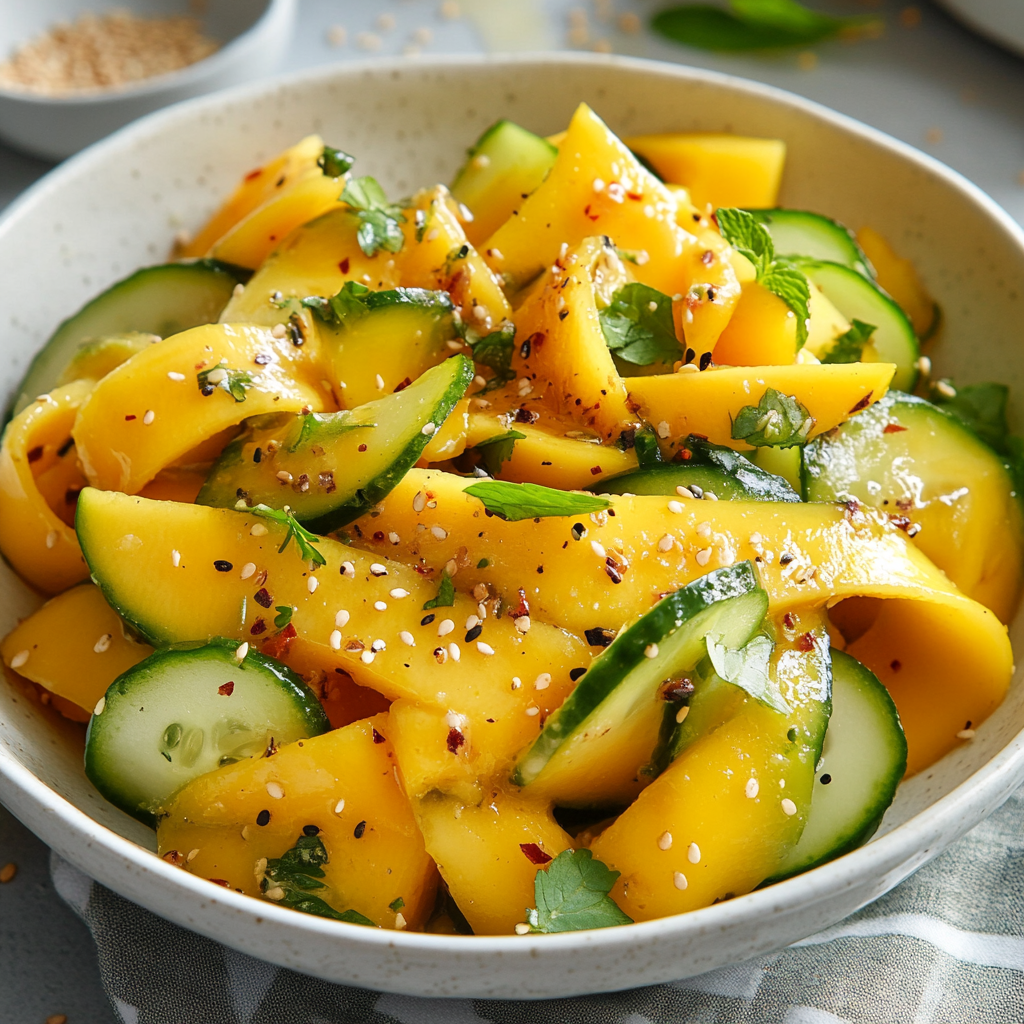 Spicy Mango & Cucumber Ribbon Salad