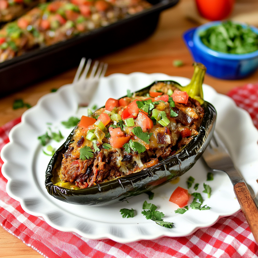 Brisket Stuffed Poblano Peppers