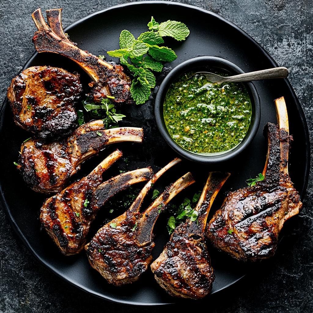 Grilled Lamb Chops with Mint Sauce