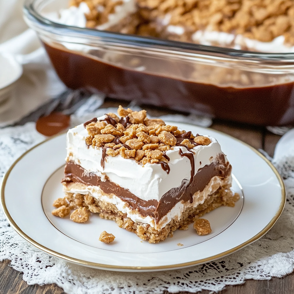 No Bake Peanut Butter Chocolate Lasagna