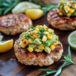 Chicken Burgers with Avocado Corn Salsa
